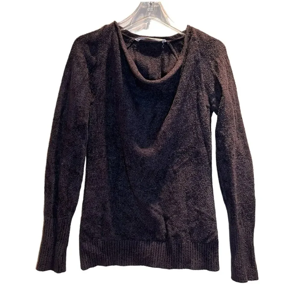 Athleta Cuddle Up Cozy Sweater Cowl Neck Long Sleeve Pullover Soft Knit Black - Picture 3 of 6